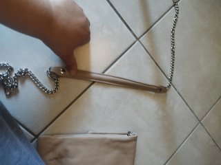 Pochette Marc Ellis beige con tracolla e dustbag