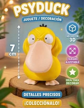 Figura Psyduck 7cm Hecho en 3D tamaño ajustable