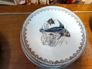 Servizio piatti porcellana decoro pesce