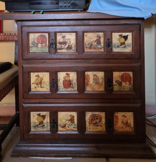 Cómoda rústica madera maciza vintage azulejos