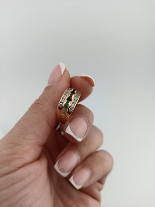 Anillo Tiara Circonitas Oro Multicolor