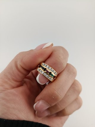 Anillo Tiara Circonitas Oro Multicolor