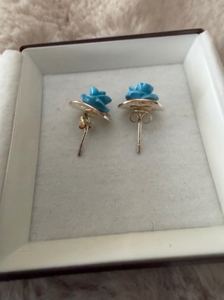 Pendientes Plata Flor Azul