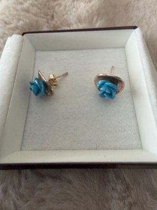 Pendientes Plata Flor Azul