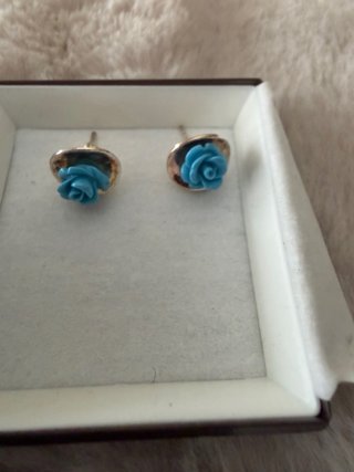 Pendientes Plata Flor Azul