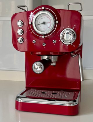Cafetera Espresso Roja Diseño Retro