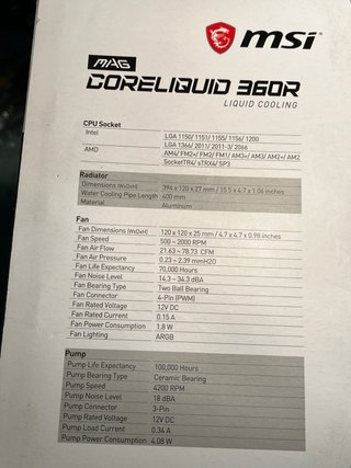 Refrigeración Líquida MSI MAG CORELIQUID 360R