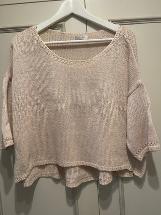 Jersey punto rosa-beige talla única