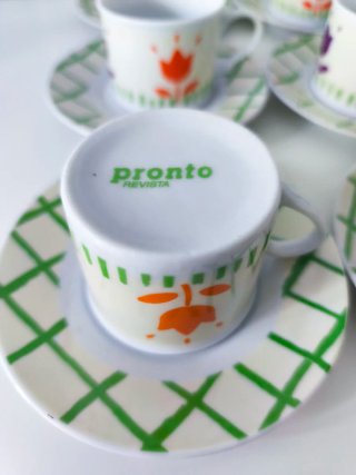 Juego 6 Tazas Café Porcelana Flores