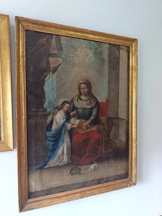 Cuadro antiguo Santa Ana y Virgen María. S.XVIII