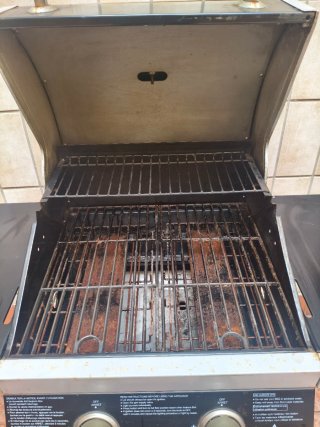 Barbacoa de gas negra y plateada