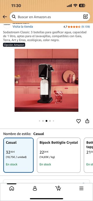 3 Botellas Sodastream Classic 1L Negras