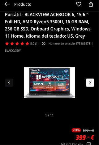 Portátil Blackview Acebook 6 Windows 11