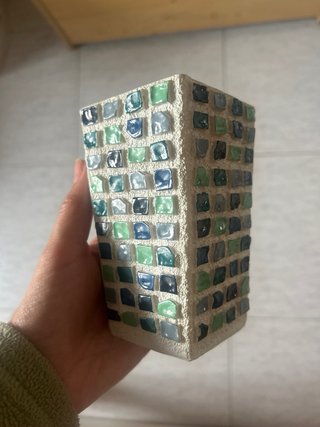 Vaso mosaico azul y verde