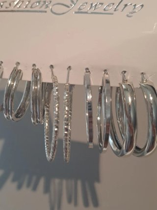 Set Pendientes Aro Plateados
