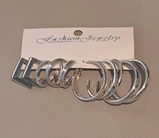 Set Pendientes Aro Plateados