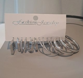 Set Pendientes Aro Plateados