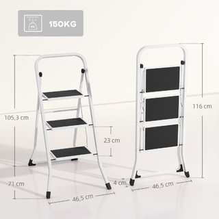 Escalera tijera 3 peldaños plegable