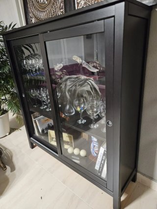 Vitrina Ikea Hemnes Negra Cristal Madera