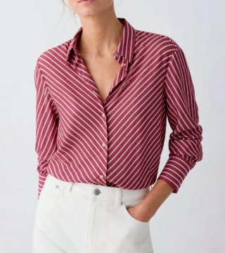 Camisa Rayas Massimo Dutti Rosa y Blanca
