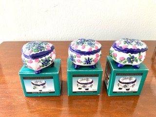 Lote 3 Joyeros Mini Porcelana Pintado Reliev Nuevo