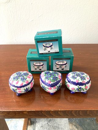 Lote 3 Joyeros Mini Porcelana Pintado Reliev Nuevo