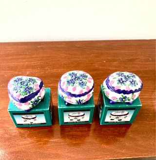 Lote 3 Joyeros Mini Porcelana Pintado Reliev Nuevo