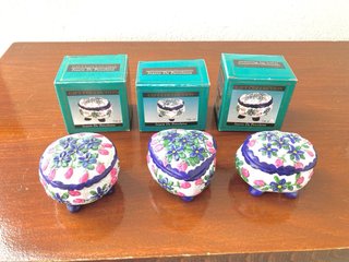 Lote 3 Joyeros Mini Porcelana Pintado Reliev Nuevo