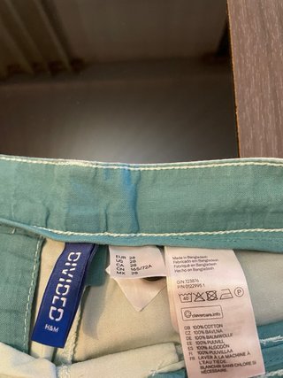 Pantalón corto lino verde menta T38,H&M