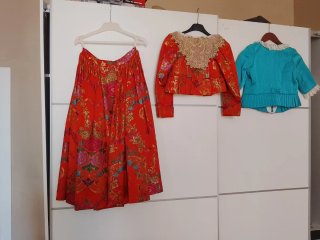 Traje Fallera Niña 9 Años Rojo y Azul