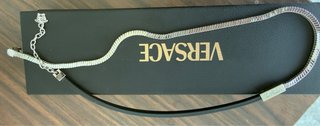 Collar Versace Plata y Piel Hombre