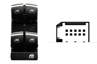 Interruptor Puerta Delantera Izquierda (Negro-Cromado) (4 Botones) 10Pin para Audi A3 2008, Q7 2006 y Q7 2009