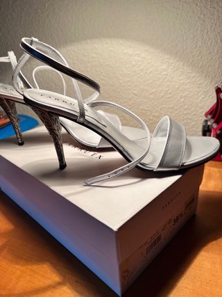 Sandalias Farrutx Tacón Talla 39 Plata