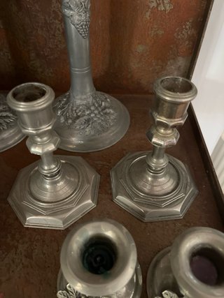 Candelabros de estaño vintage