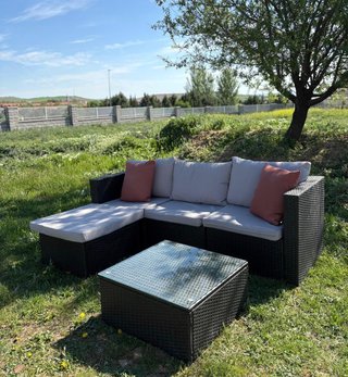 Conjunto Muebles Jardín Ratán Beige/Marrón