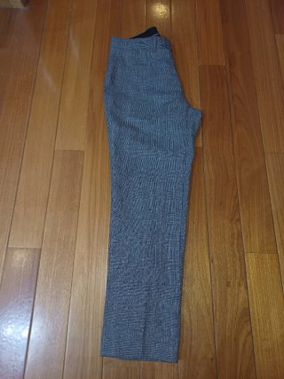 Pantalón recto gris cuadros mujer