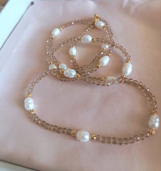 Collana perle e cristalli marroni