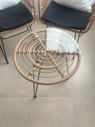 Mesa y 2 Sillas Rattan Exterior