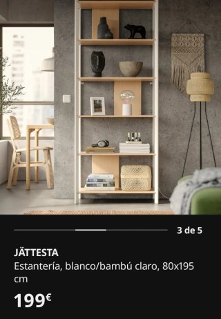 Estantería JÄTTESTA Bambú y Blanco 80x195cm.