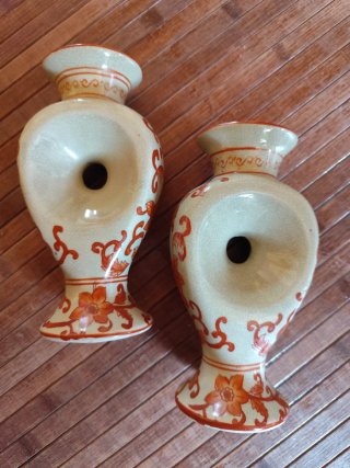 Pareja de antiguos Candelabros de cerámica