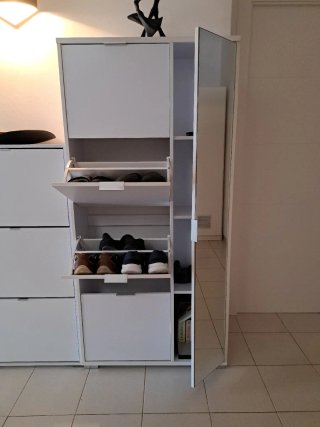 Mueble Zapatero con Espejo Blanco
