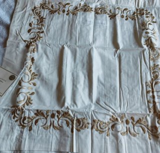 Zara Home Fundas Almohada Pack 2 Oro Blanco
