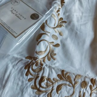 Zara Home Fundas Almohada Pack 2 Oro Blanco