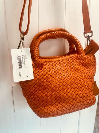 Bolso piel trenzado naranja