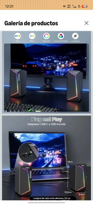 Altavoces para PC, alimentación USB-C/USB