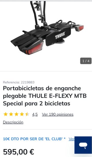 Portabicicletas Thule  2 bicicletas electricas