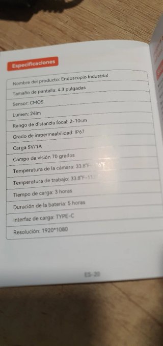 Endoscopio Industrial Pantalla 4.3