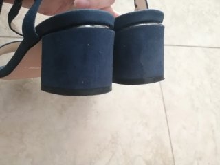 Sandali tacco 6 cm Bata Blu N. 39 Made in Italy