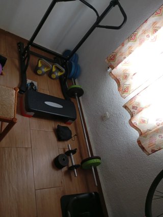 Estructura gym + barras y pesas