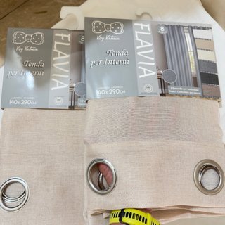 4 Tende beige, effetto canapone.140x280cm.